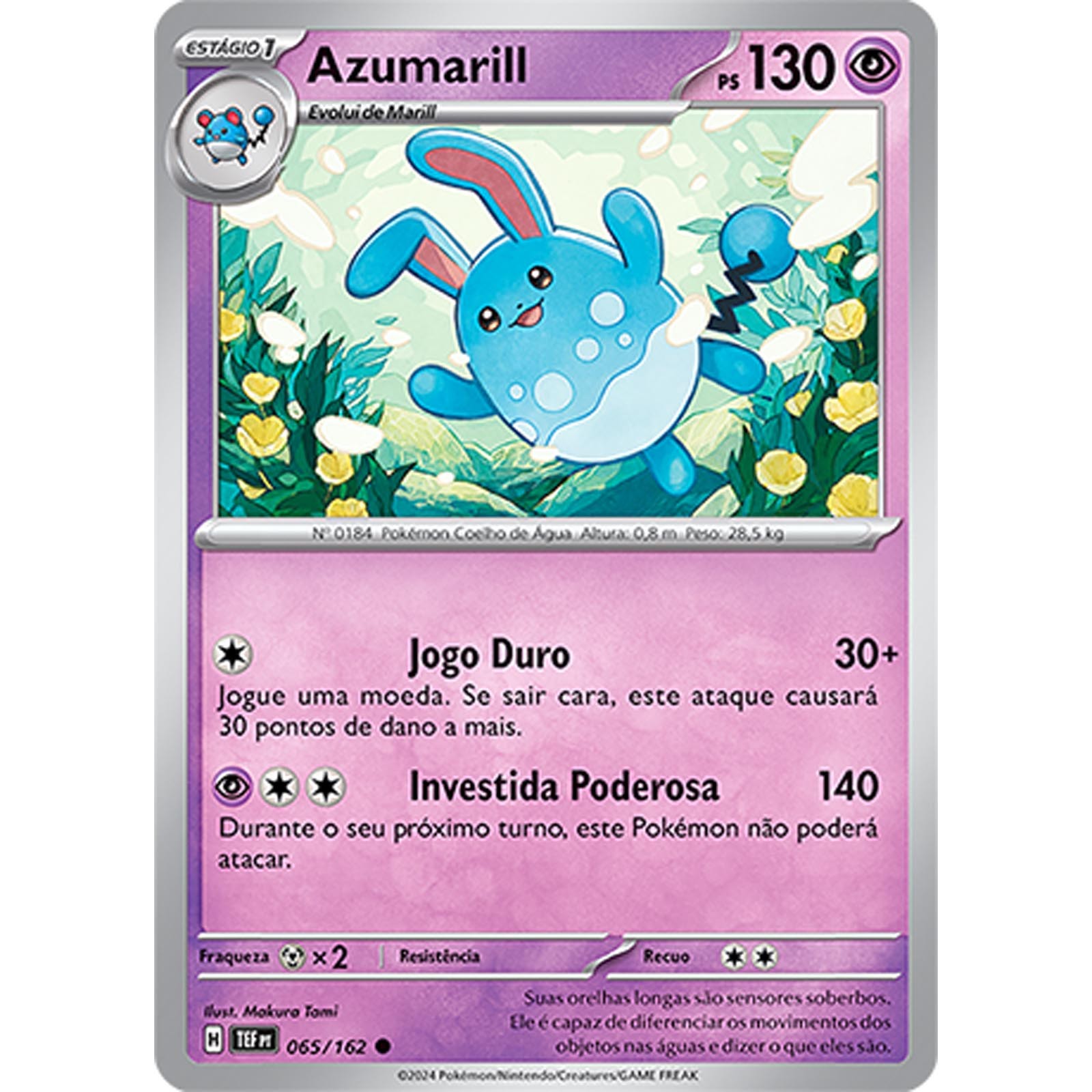 Carta Pokémon - Azumarill 65/162 - Forças Temporais - Copag Escala