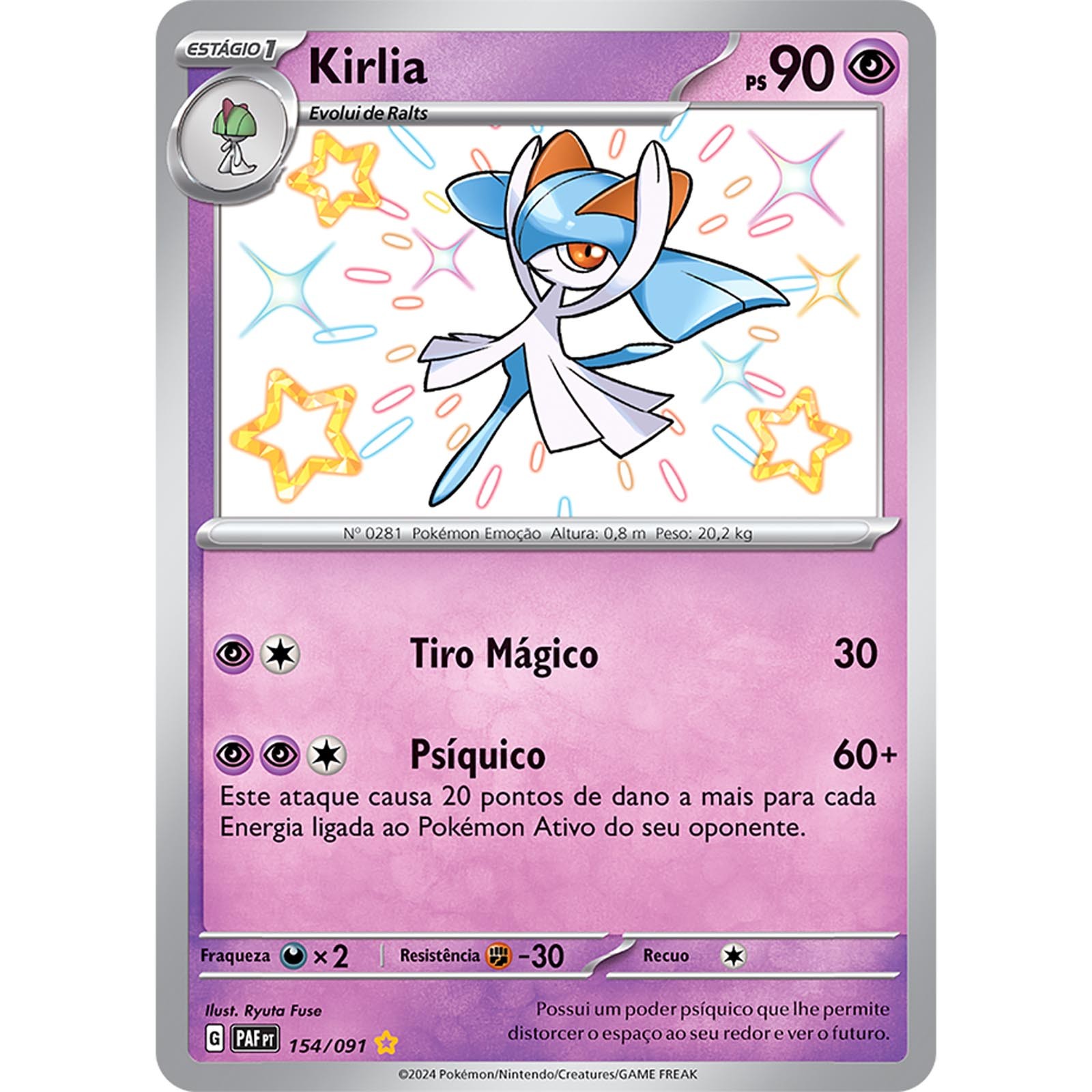 shiny kirlia pokemon card Carta Pokémon - 154/91 - Destinos de Paldea [1] Smack (20) Attack 2 Kirlia [Holo 1st Edition] #9