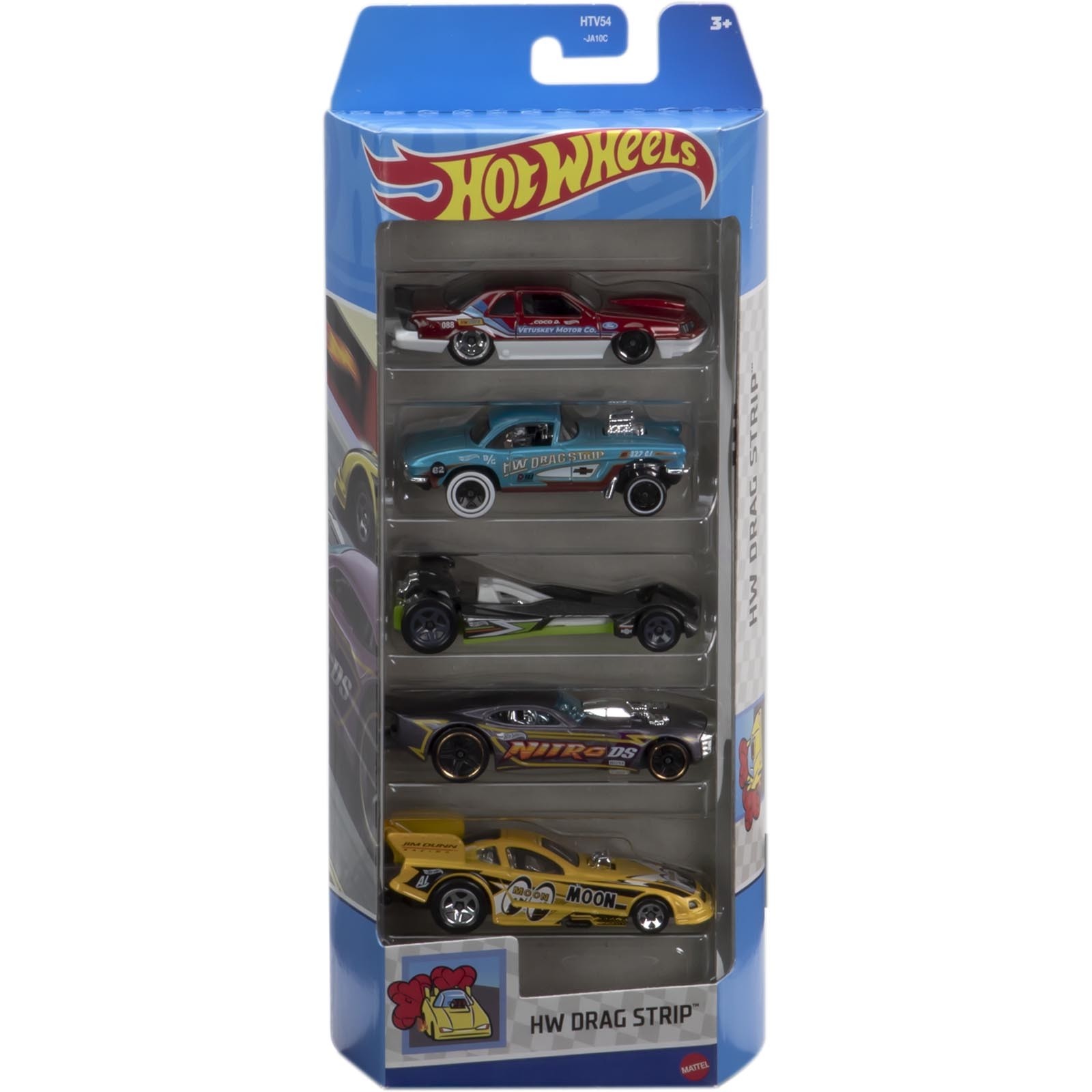 Pack 5 Hot Wheels - HW Drag Strip - HTV54 Escala Miniaturas by Mão